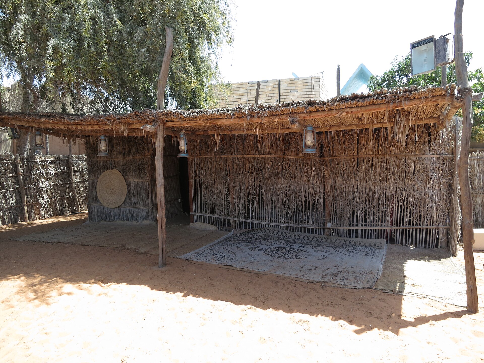 Reed-walled traditional Bedouin-style house at Abu Dhabi Heritage Village