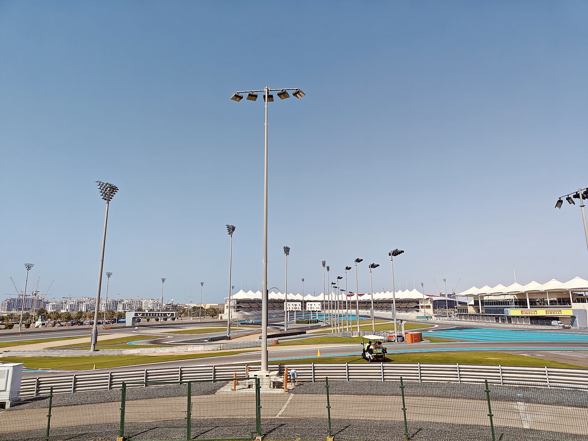 Yas Marina Circuit grandstand under bright sky